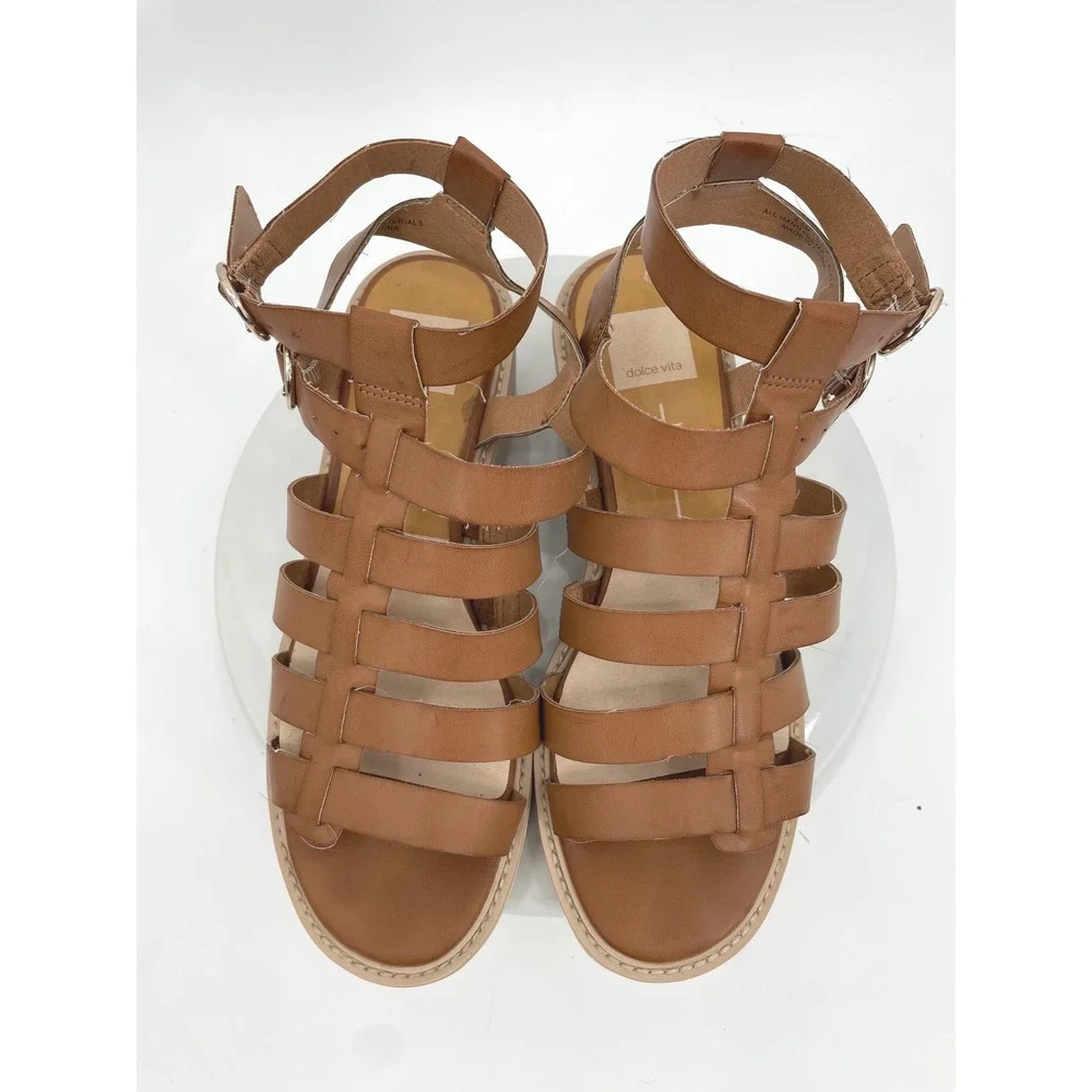 Dolce Vita Lillia Gladiator Sandals Womens 8.5 Brown Faux Leather Platform‎ Lug
